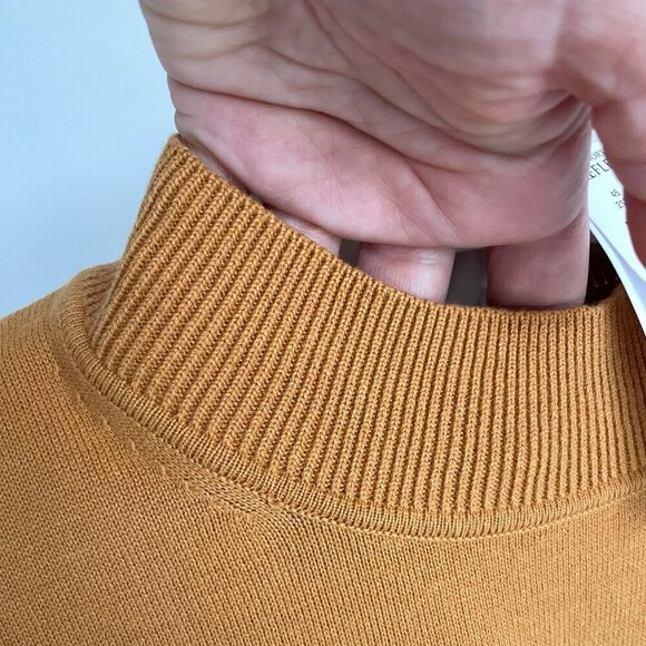 NWT NORTHERN REFLECTIONS Mock Neck Boxy Sweater 100% Cotton Mustard Tan Sz Large - Picture 4 of 12